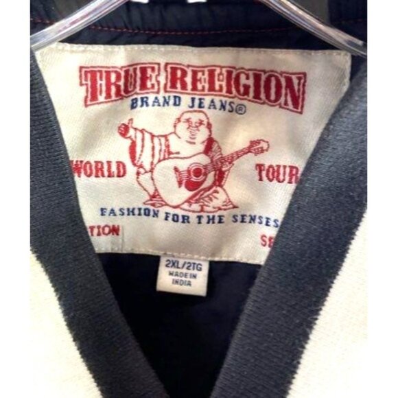 True Religion Varsity Jacket 2XL Red/Black Nylon & Cotton Blend Men's‎ Outerwear - Picture 6 of 7